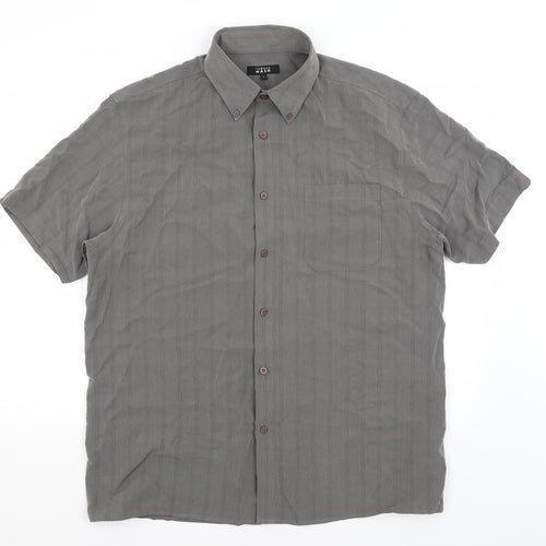 Thomas Nash Mens Grey Check   Button-Up Size L