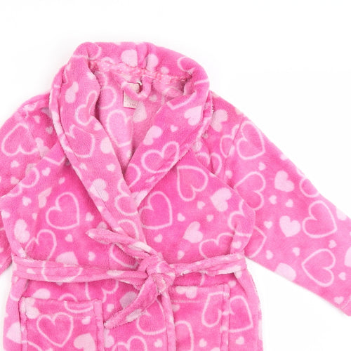 Primark Girls Pink Solid  Kimono Gown Size 5-6 Years  - Hearts