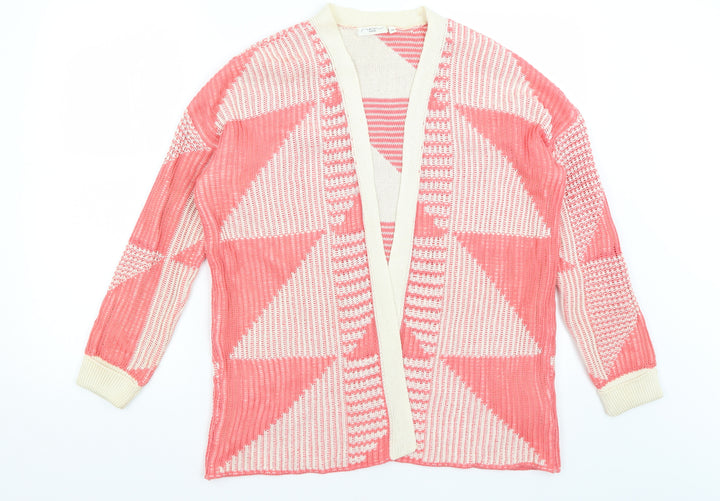 New Look Womens Red Geometric Shrug Jumper Size 14