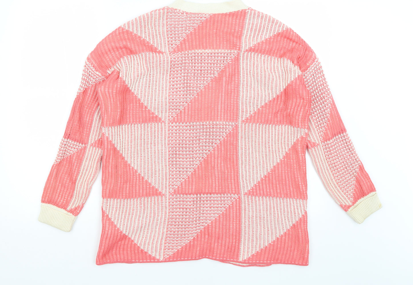 New Look Womens Red Geometric  Shrug Jumper Size 14