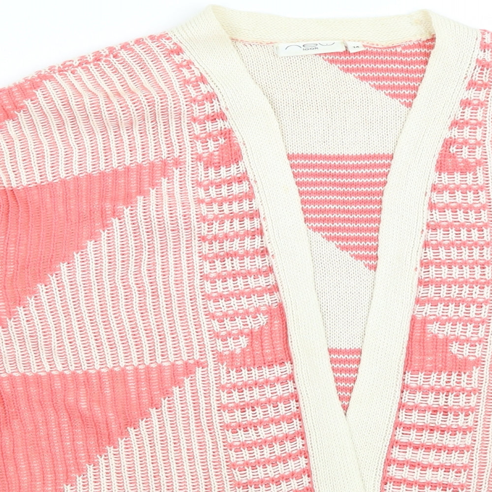 New Look Womens Red Geometric  Shrug Jumper Size 14