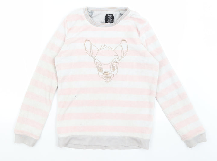 Disney Womens Grey Striped Pullover Jumper Size XS - Bambi