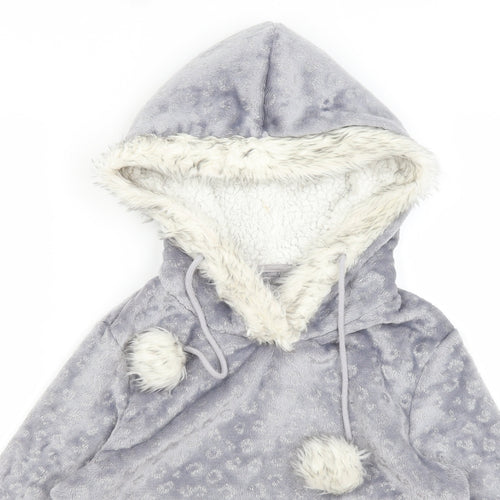 George Womens Silver Animal Print  Pullover Hoodie Size 8