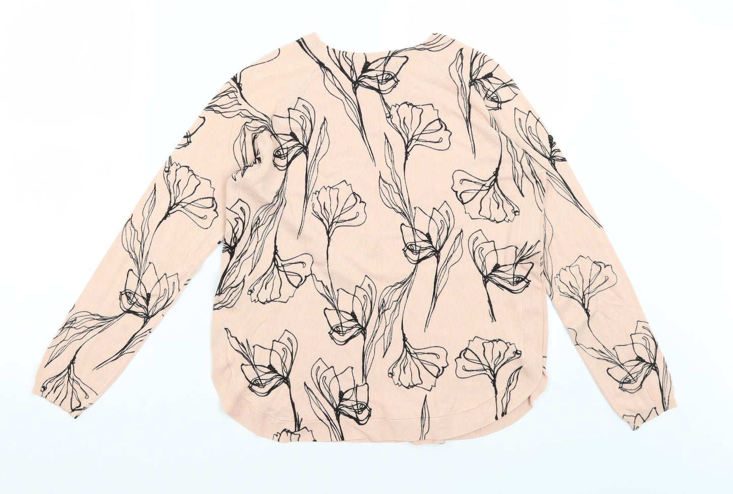 M&S Womens Pink Floral  Basic T-Shirt Size 10