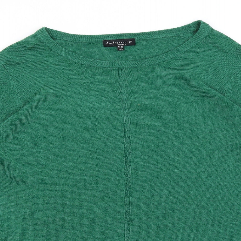 F&F Womens Green   Pullover Jumper Size 14