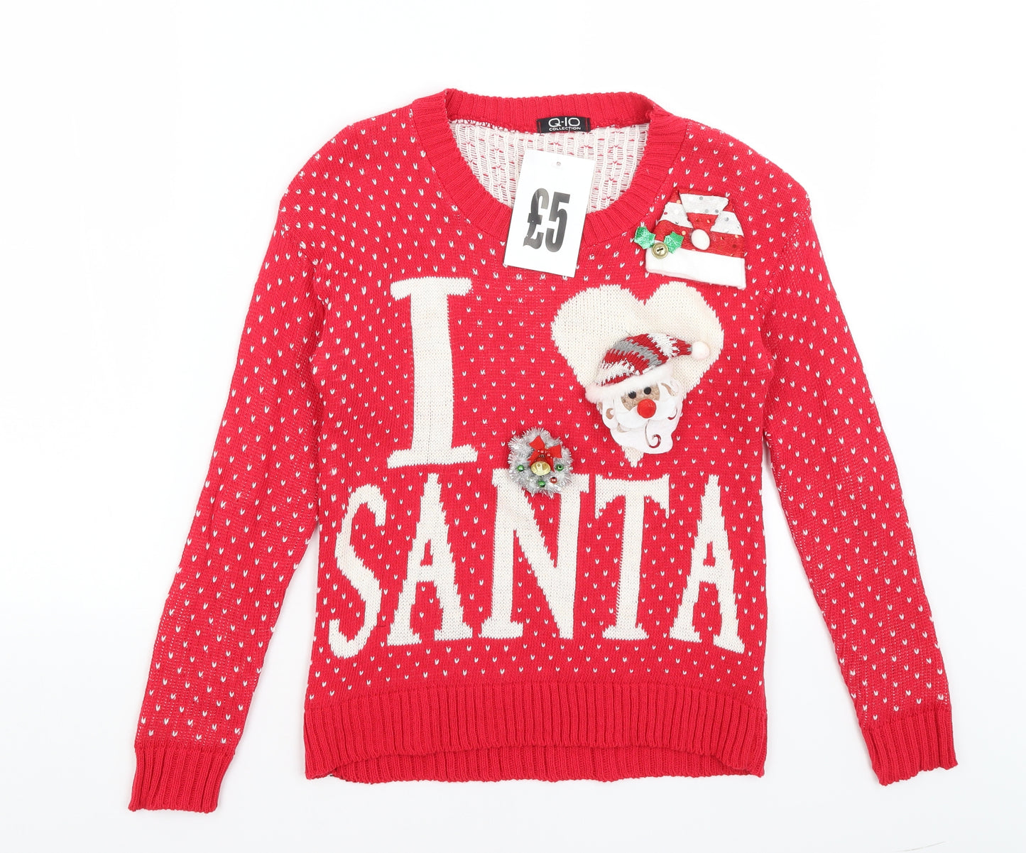 Q10 Womens Red   Pullover Jumper Size M  - Santa