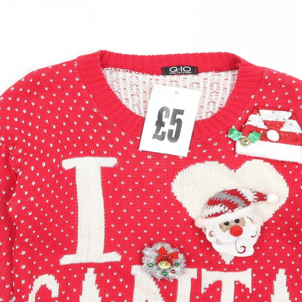 Q10 Womens Red   Pullover Jumper Size M  - Santa