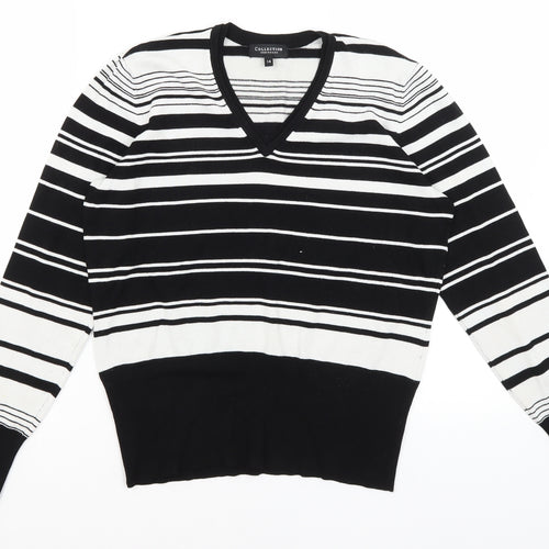 Collection Womens Black Striped  Pullover Jumper Size 14