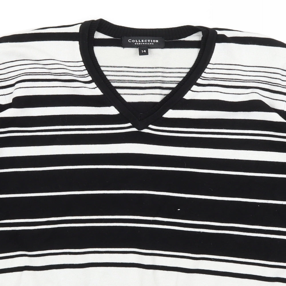 Collection Womens Black Striped  Pullover Jumper Size 14