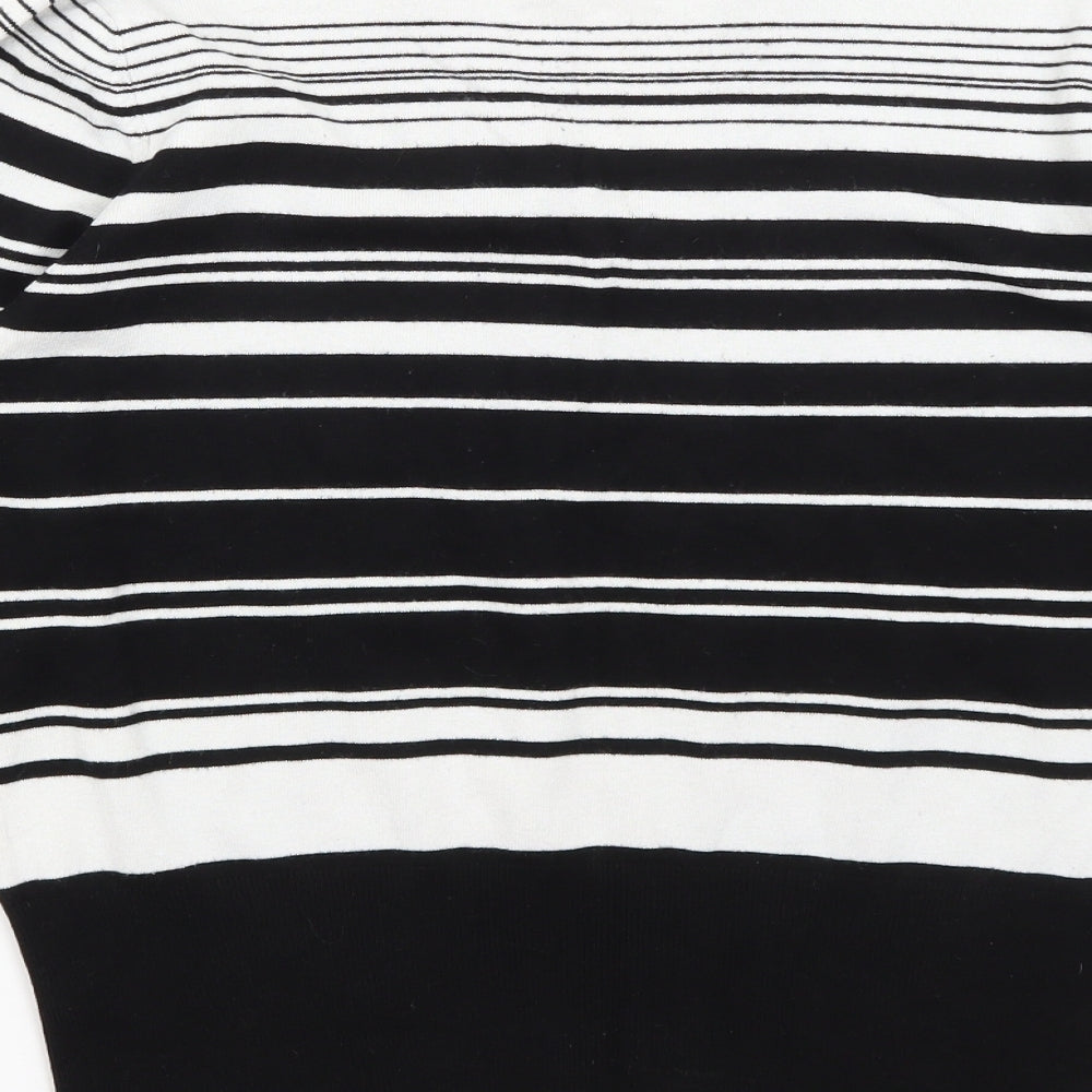 Collection Womens Black Striped  Pullover Jumper Size 14