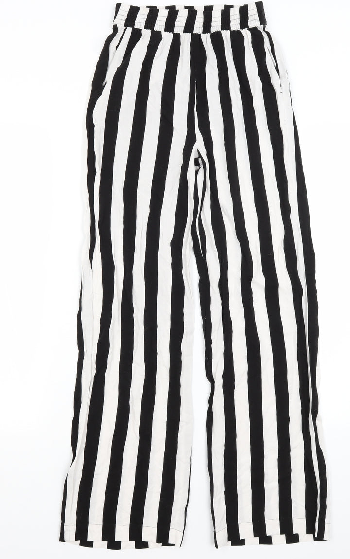 Divided Womens Black Striped Trousers Size 4 L28 in