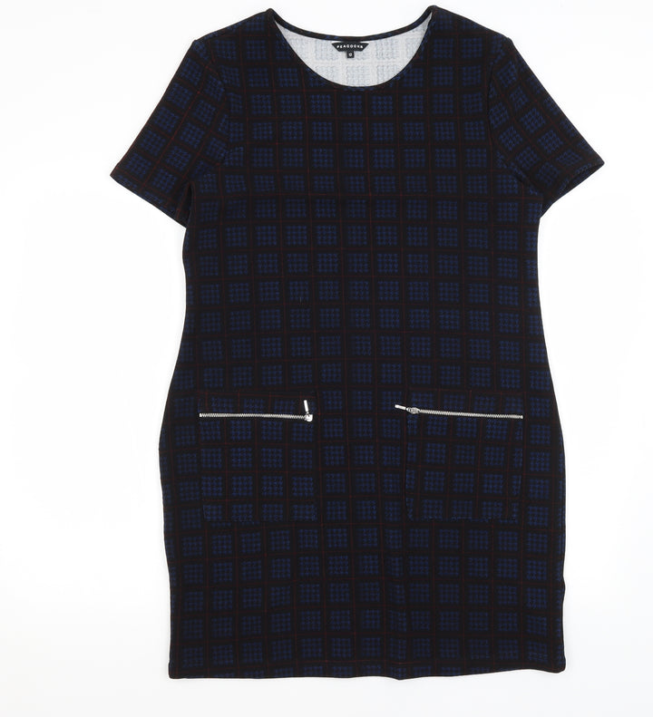 Peacocks Womens Black Houndstooth Pencil Dress Size 12