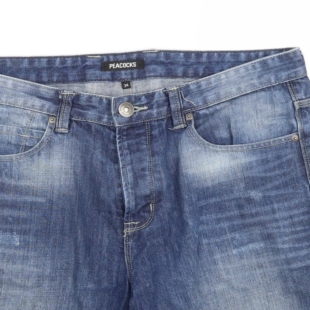 Peacocks Mens Blue   Bermuda Shorts Size 34 in