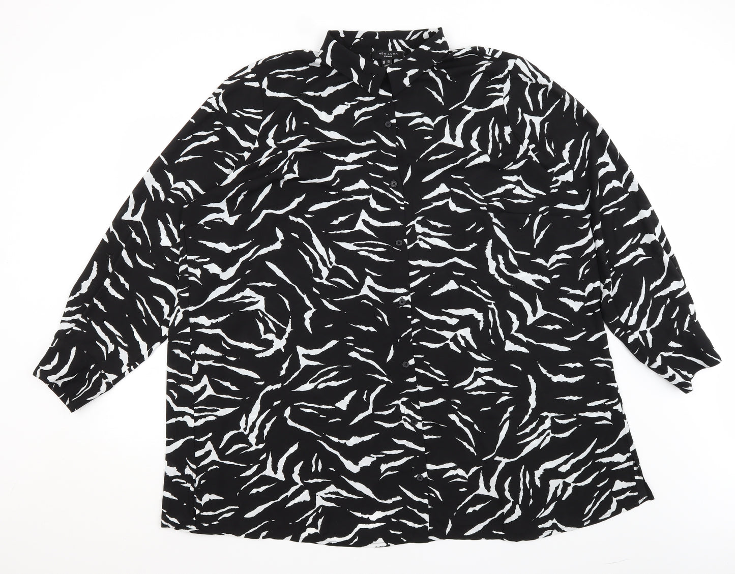 New Look Womens Black Animal Print  Basic Button-Up Size 26