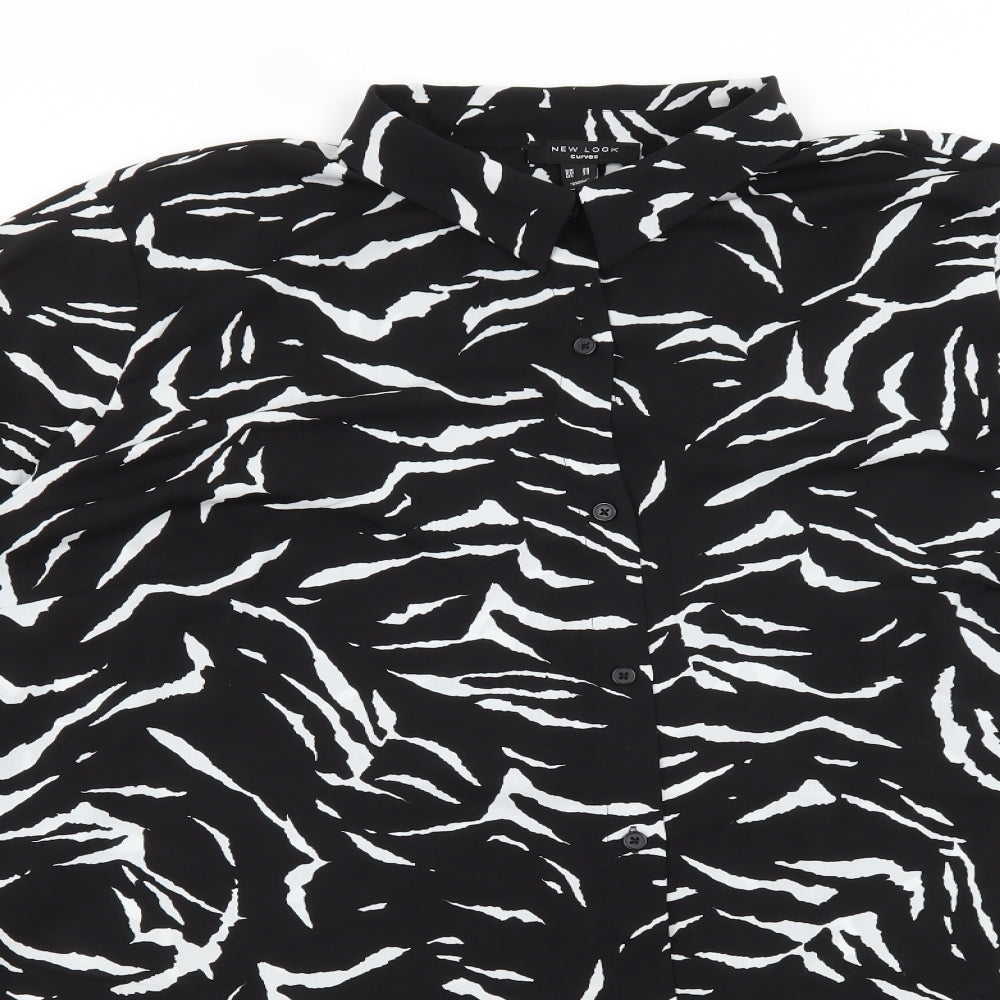 New Look Womens Black Animal Print  Basic Button-Up Size 26