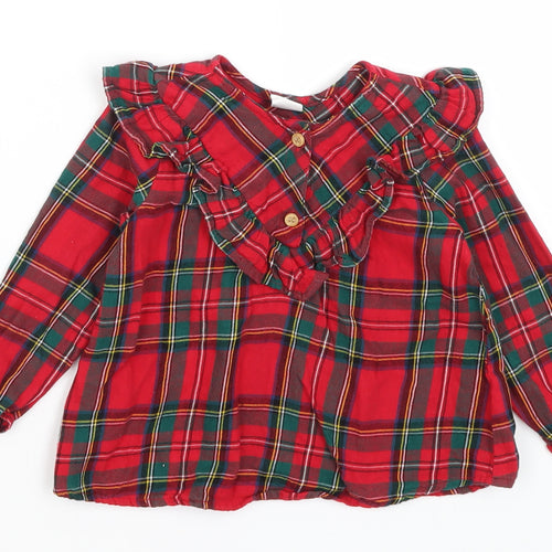 H&M Baby Red Plaid  Basic T-Shirt Size 9-12 Months