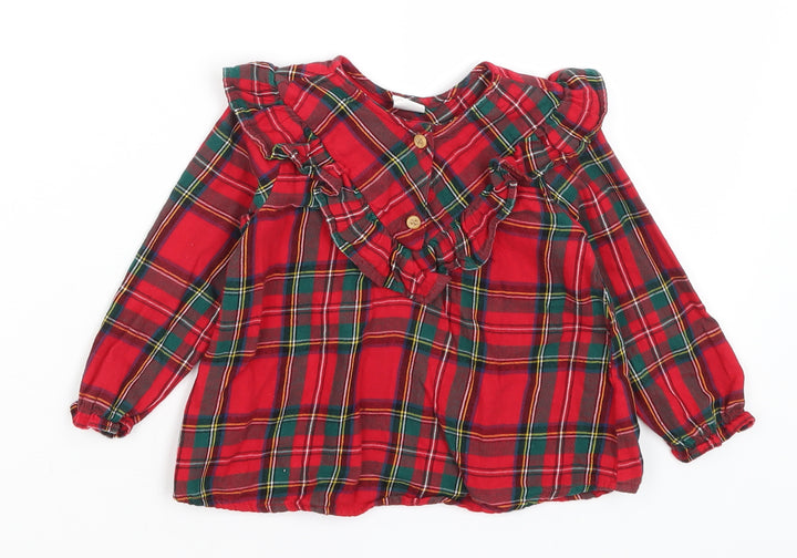 H&M Baby Red Plaid  Basic T-Shirt Size 9-12 Months