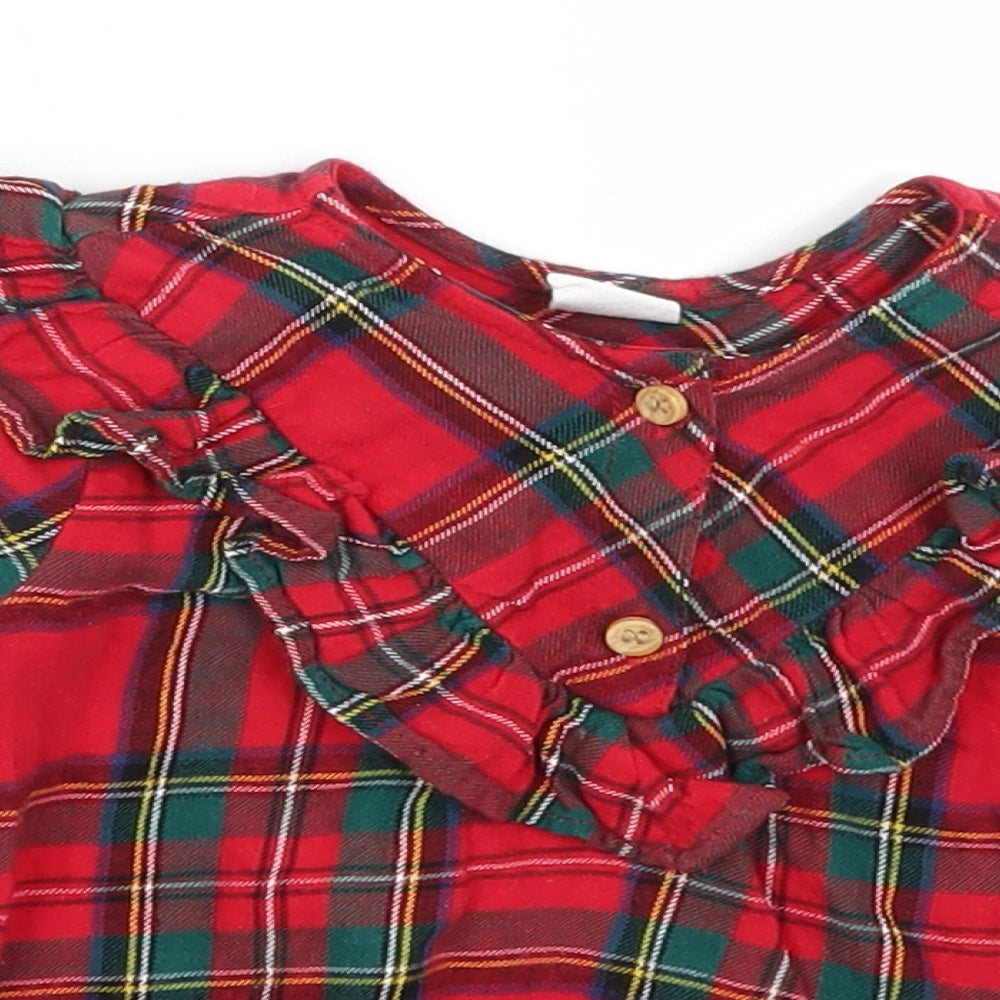 H&M Baby Red Plaid  Basic T-Shirt Size 9-12 Months