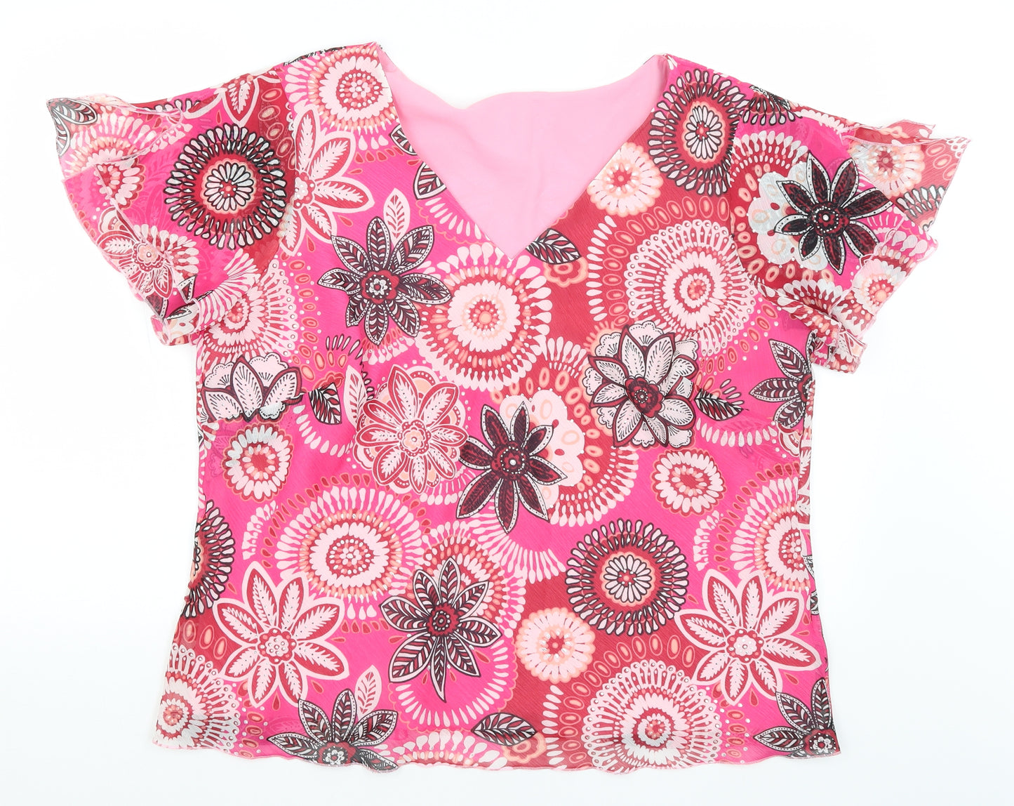 M&S Womens Pink Floral  Basic Blouse Size 20