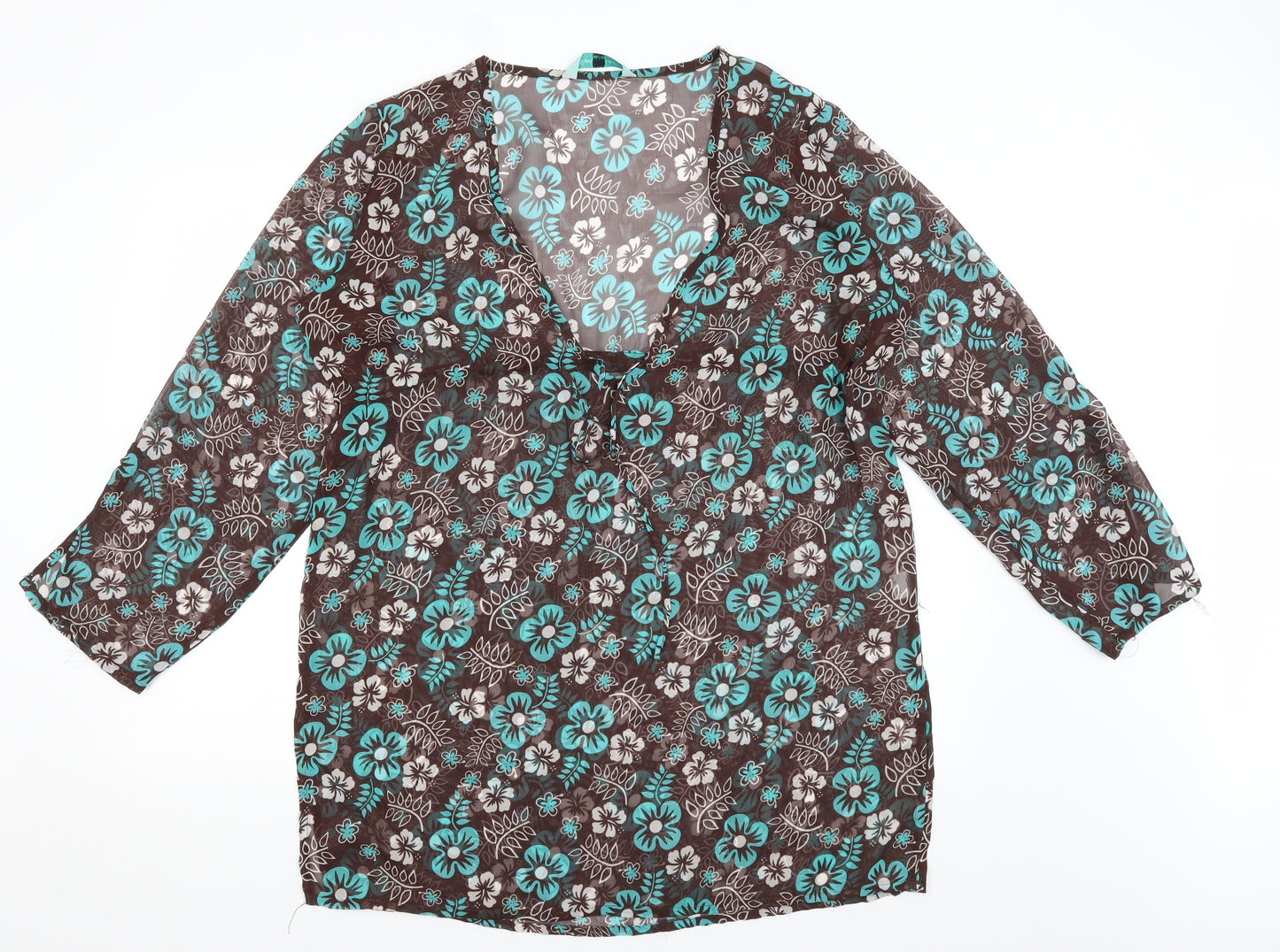 Preworn Womens Brown Floral  Kaftan  Size 14