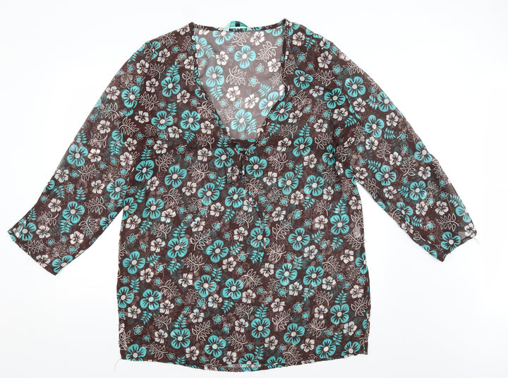 Preworn Womens Brown Floral  Kaftan  Size 14