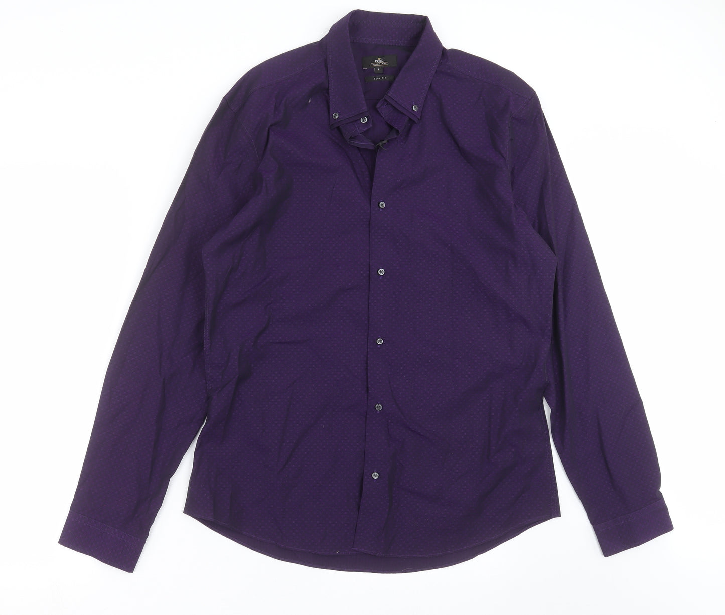NEXT Mens Purple Geometric   Dress Shirt Size L