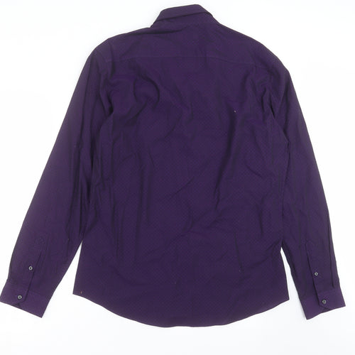 NEXT Mens Purple Geometric   Dress Shirt Size L
