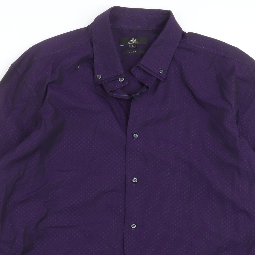 NEXT Mens Purple Geometric   Dress Shirt Size L
