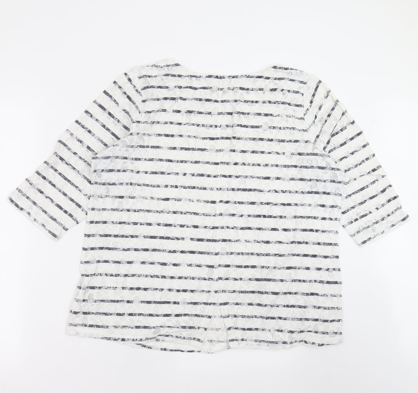 Marks and Spencer Womens White Striped  Basic Blouse Size 18