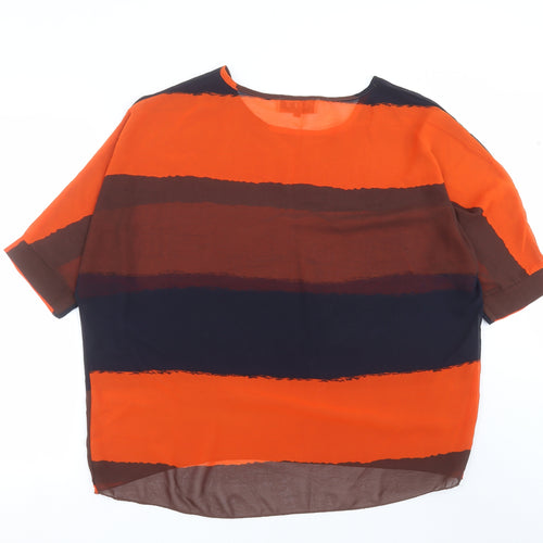 DJT Womens Orange Striped  Basic Blouse Size M