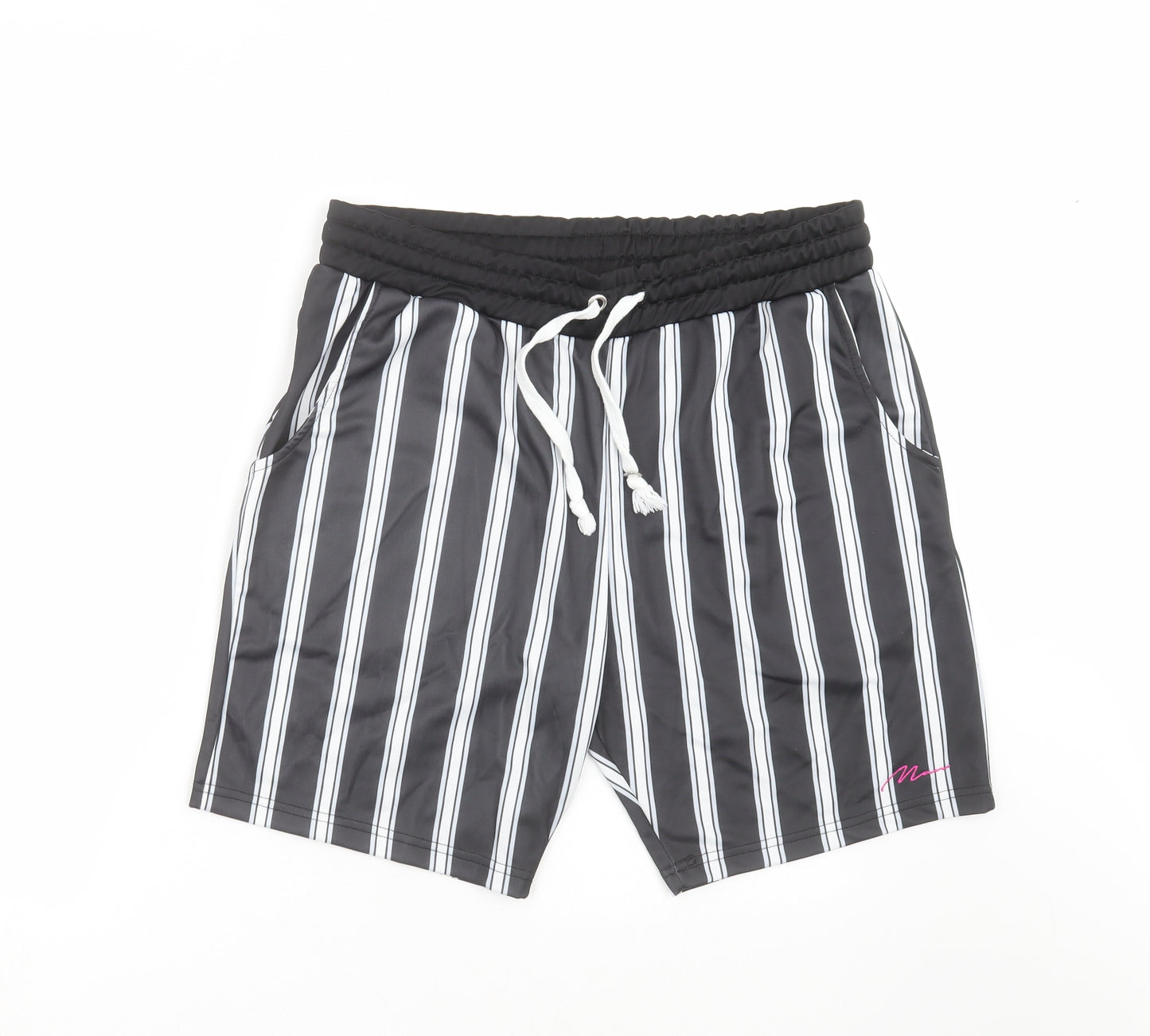 BOOHOO MAN Mens Black Striped  Bermuda Shorts Size XL