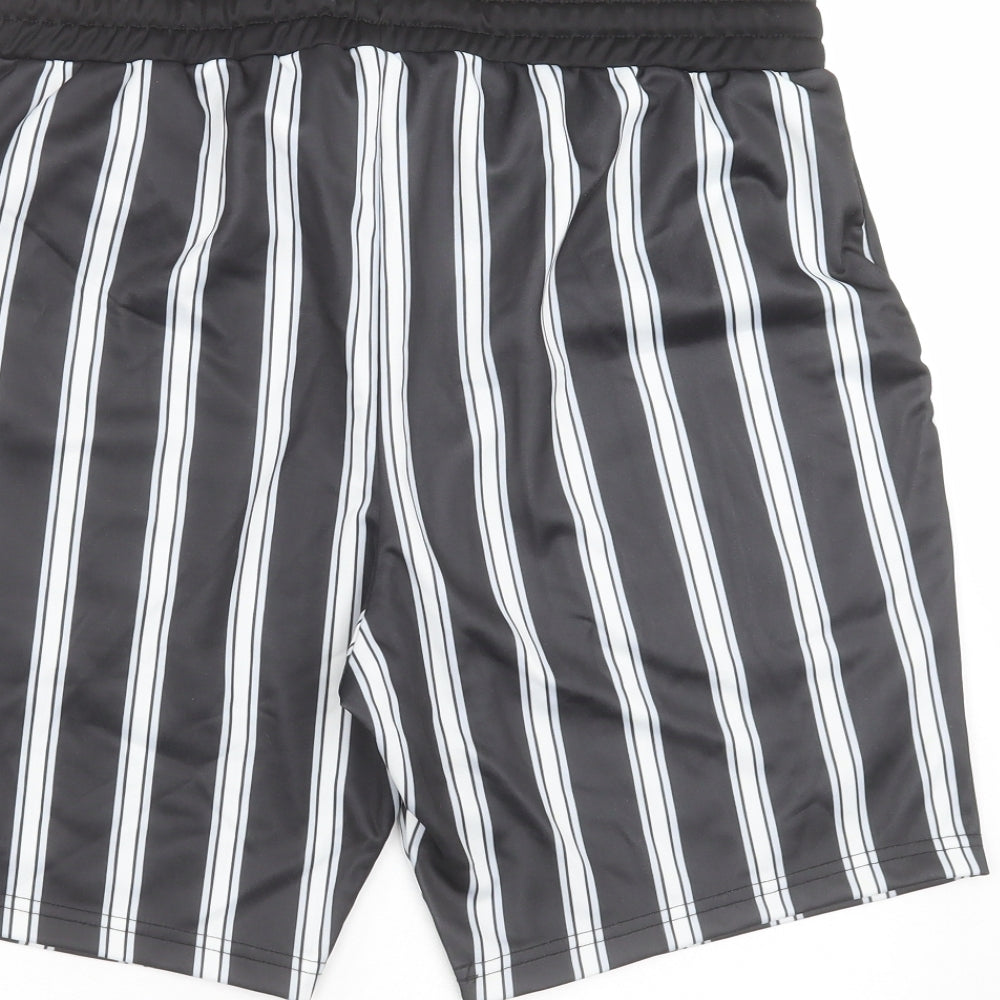 BOOHOO MAN Mens Black Striped  Bermuda Shorts Size XL