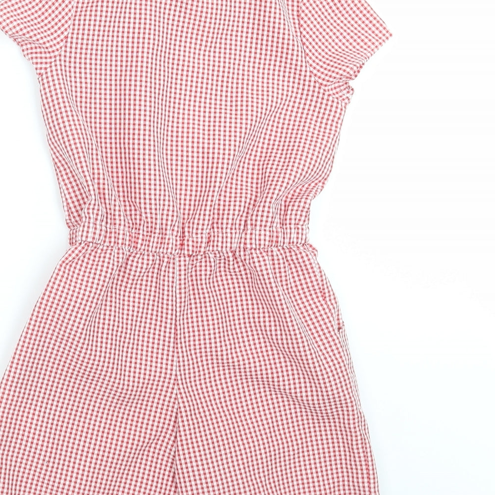 George Girls Red Check  Playsuit One-Piece Size 5-6 Years  - school