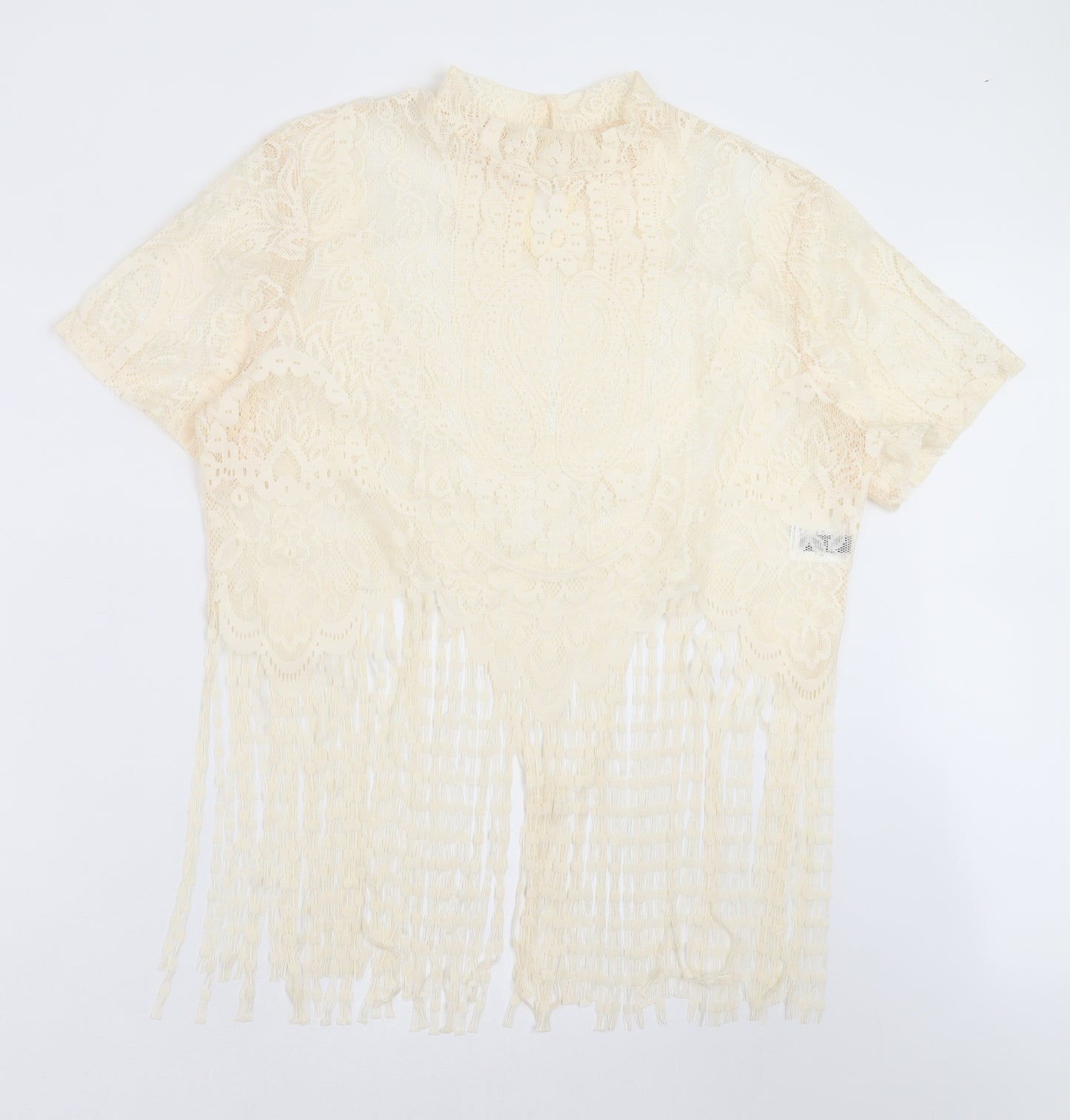 SheIn Womens Beige Paisley  Basic Blouse Size XL  - fringe detail