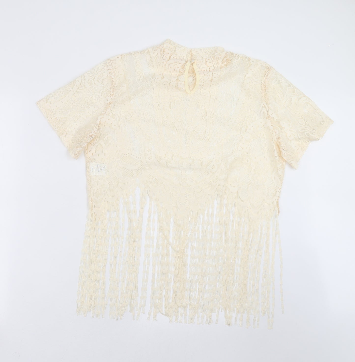 SheIn Womens Beige Paisley  Basic Blouse Size XL  - fringe detail
