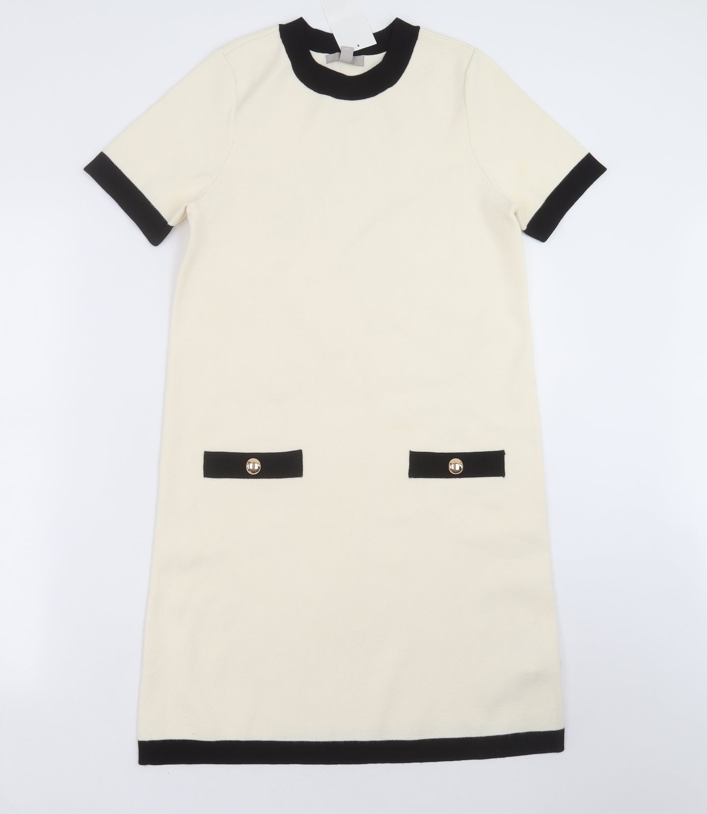 H&M Womens Ivory  Knit Jumper Dress  Size S