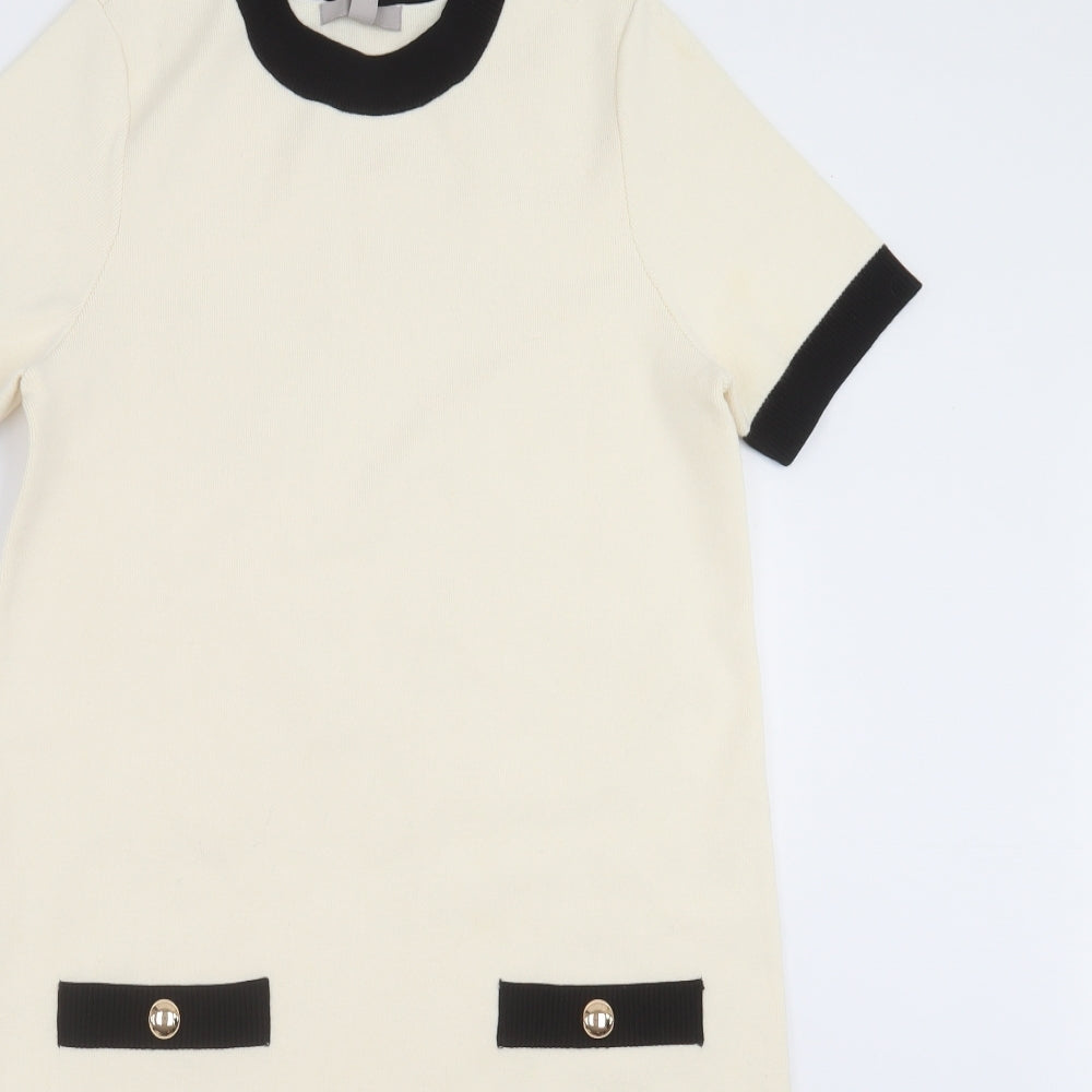 H&M Womens Ivory  Knit Jumper Dress  Size S