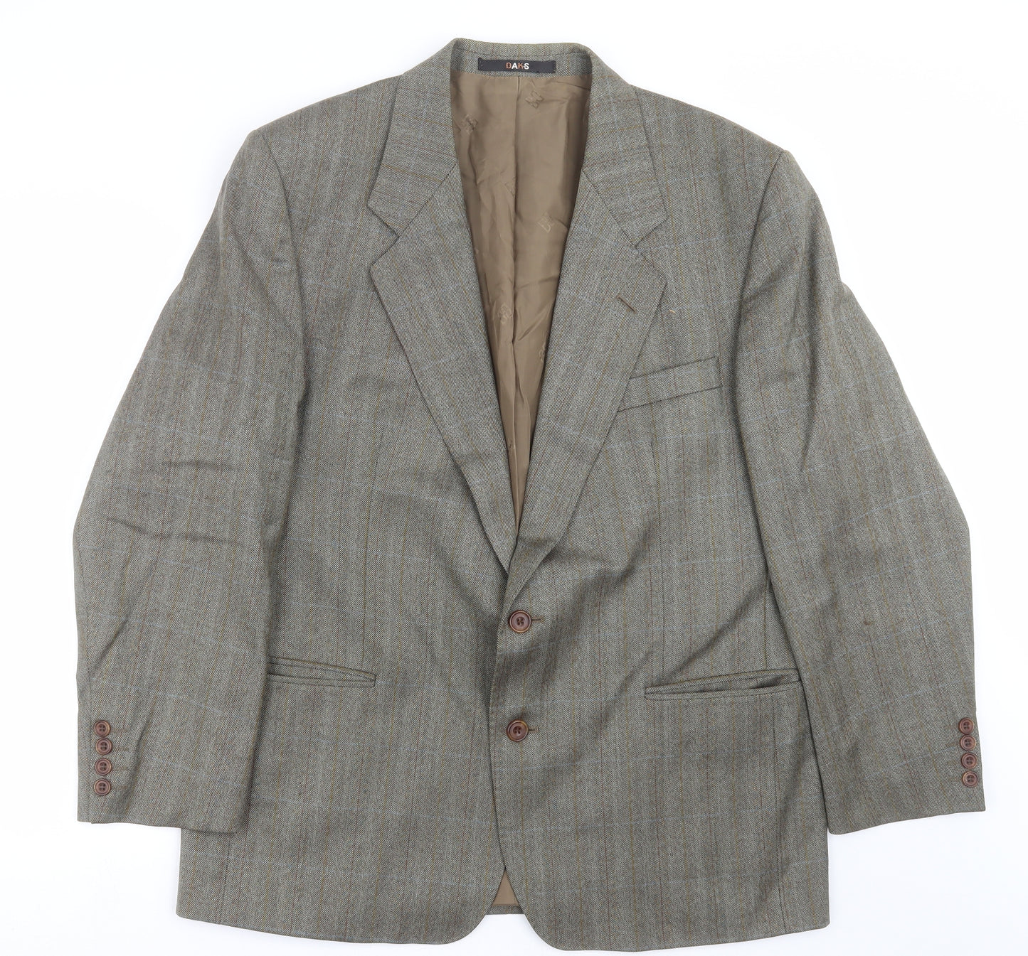 DAKS Mens Green Herringbone  Jacket Suit Jacket Size 44