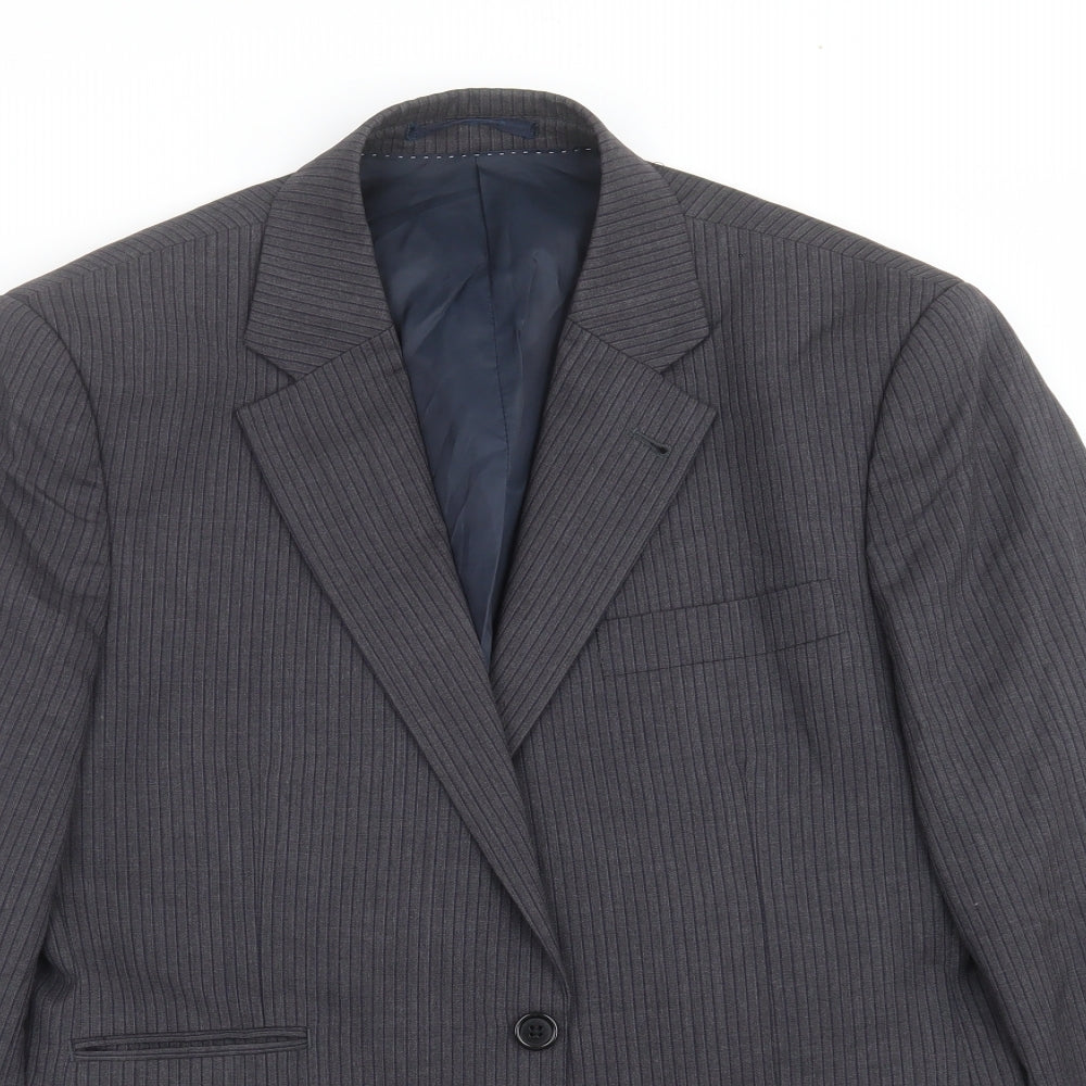 New & Lingwood Mens Grey Striped  Jacket Suit Jacket Size 38