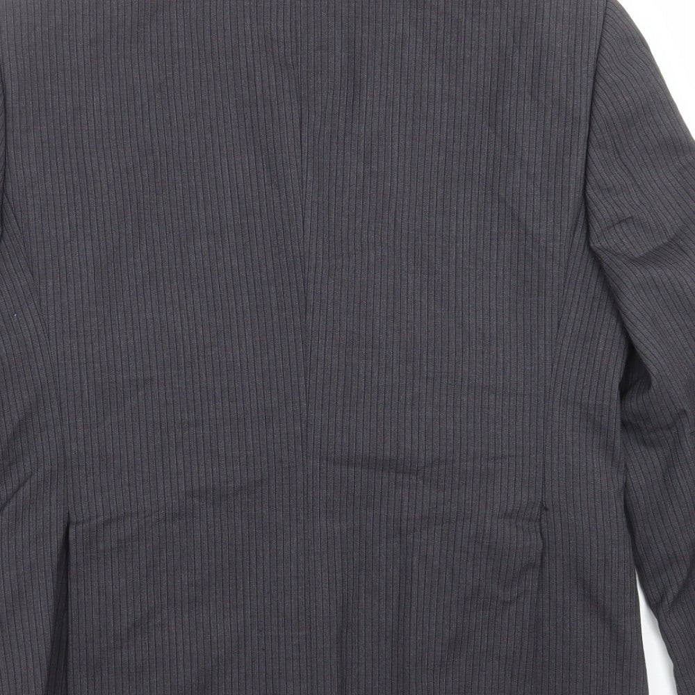 New & Lingwood Mens Grey Striped  Jacket Suit Jacket Size 38