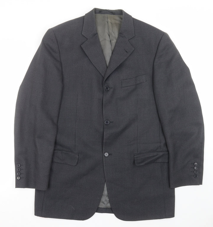 Hugo James Mens Grey Geometric Jacket Suit Jacket Size 40