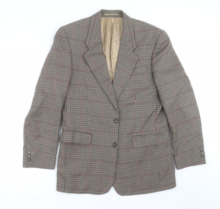 Classics Mens Beige Houndstooth Jacket Suit Jacket Size 38
