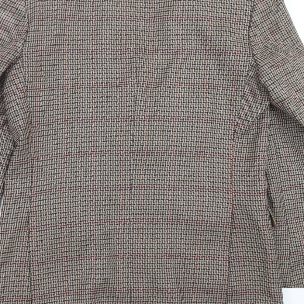 Classics Mens Beige Houndstooth  Jacket Suit Jacket Size 38