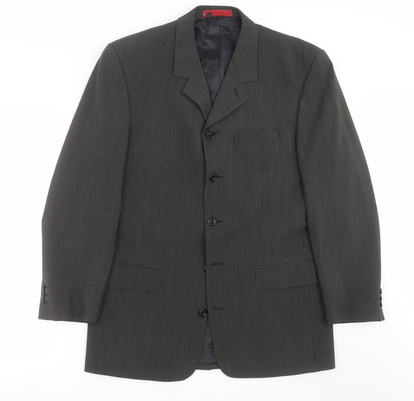 R.I Clothing Company Mens Black Striped  Jacket Suit Jacket Size 40