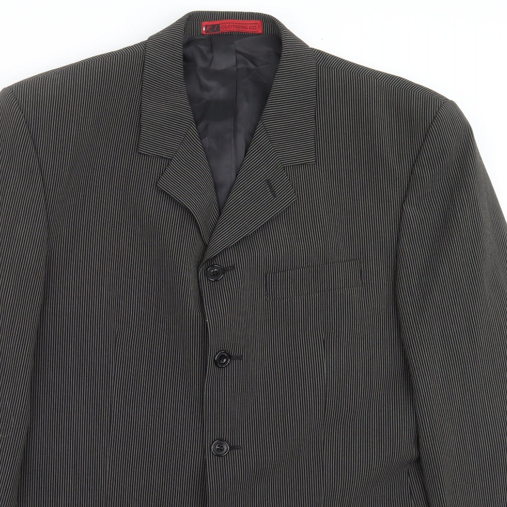 R.I Clothing Company Mens Black Striped  Jacket Suit Jacket Size 40