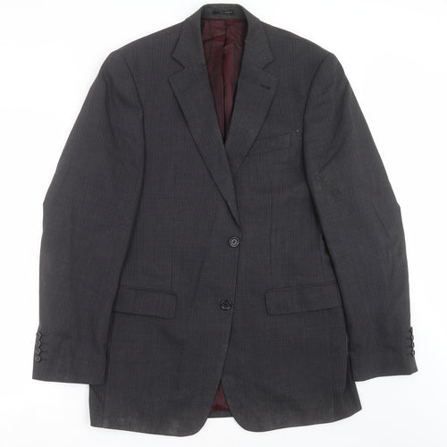 Tom English Mens Grey Striped  Jacket Suit Jacket Size 40