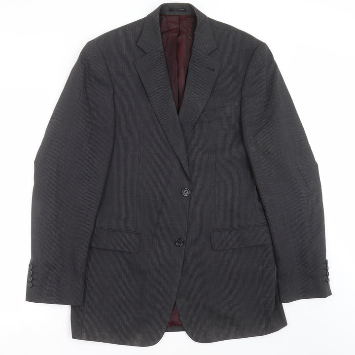 Tom English Mens Grey Striped Jacket Suit Jacket Size 40