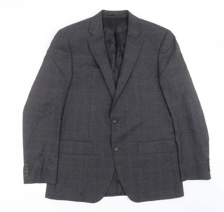 Blazer Mens Grey Check Jacket Suit Jacket Size 40
