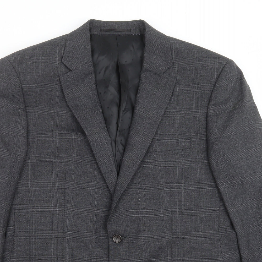 Blazer Mens Grey Check  Jacket Suit Jacket Size 40