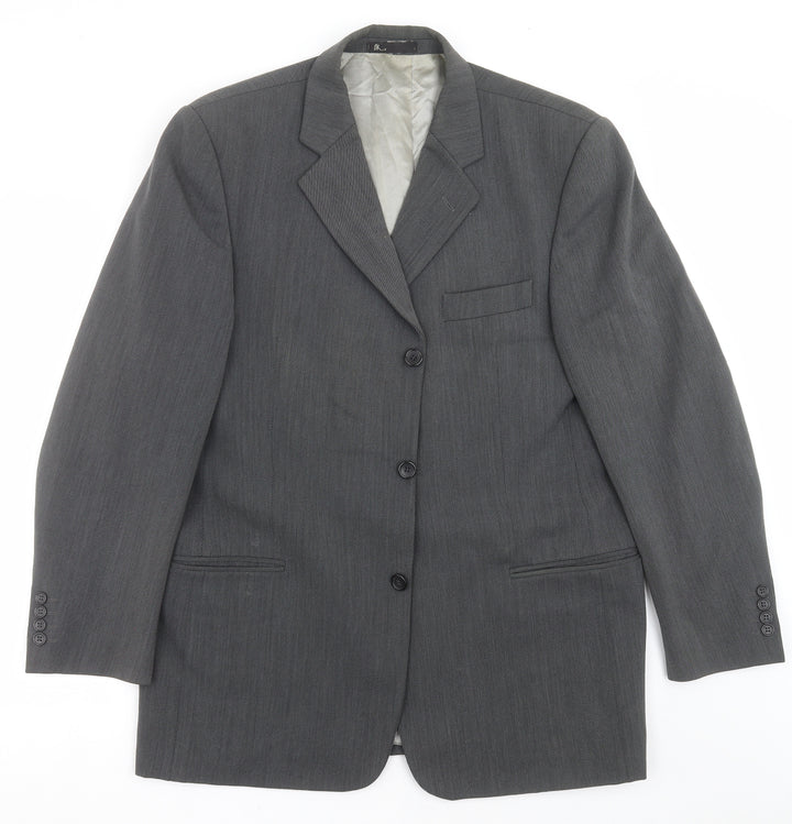 BHS Mens Grey Striped  Jacket Suit Jacket Size 42